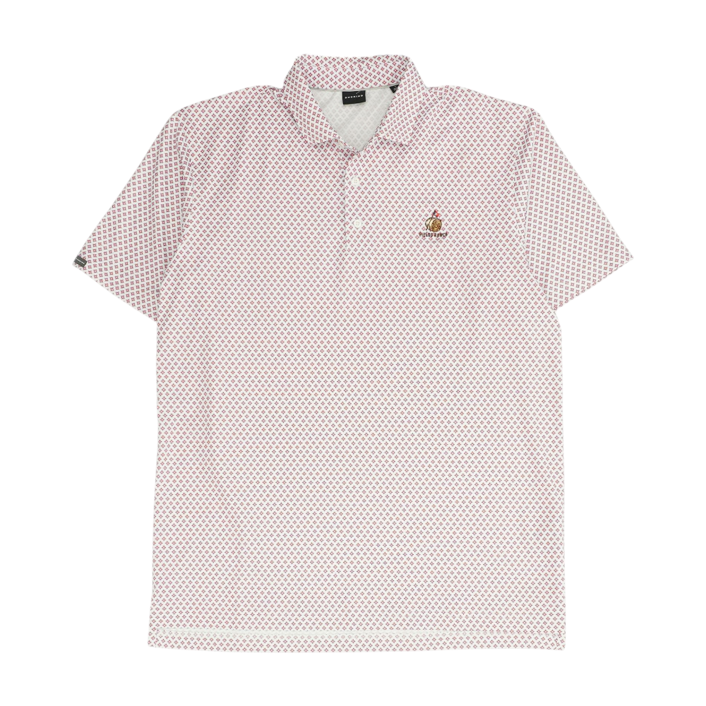 Dunning Golf White Print Short Sleeve Polo – Image 1