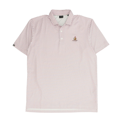 Dunning Golf White Print Short Sleeve Polo – Image 1