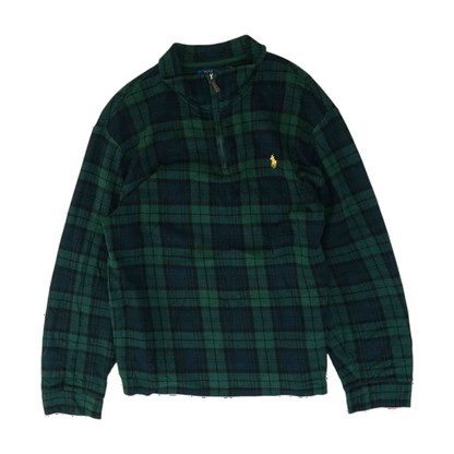 Green Plaid 1/4 Zip Pullover