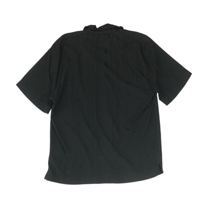 Black Solid Short Sleeve Button Down