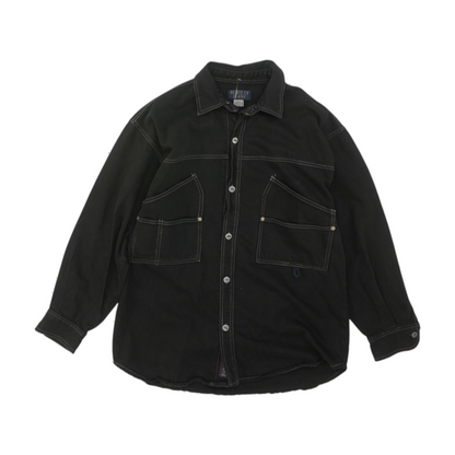 Vintage Black Solid Denim Jacket