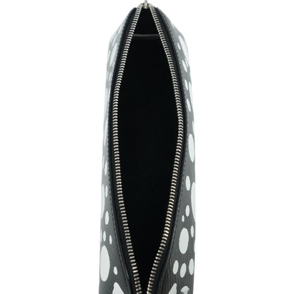 Black & White Infinity Dots Elizabeth Pencil Pouch in Epi Leather