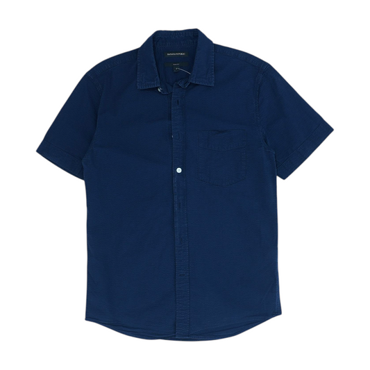 Navy Solid Short Sleeve Button Down