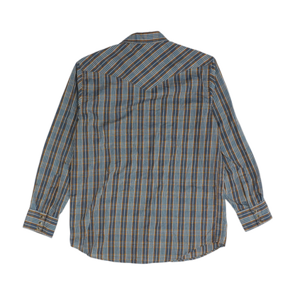 Navy Plaid Long Sleeve Button Down