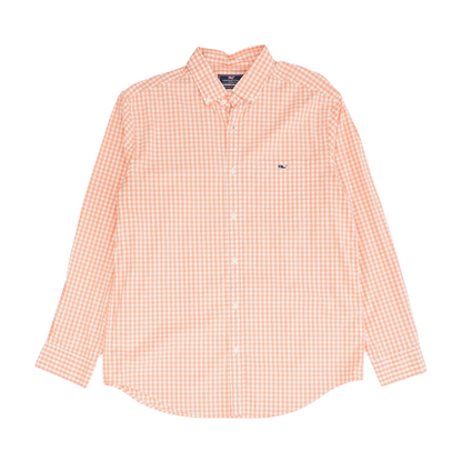 Orange Check Long Sleeve Button Down