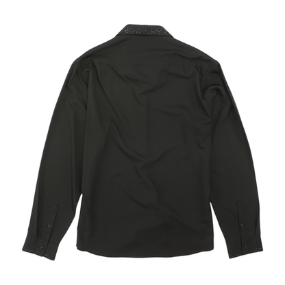 Black Solid Long Sleeve Button Down