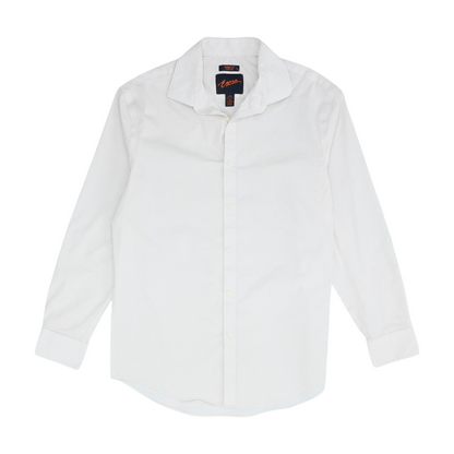 White Abstract Long Sleeve Button Down