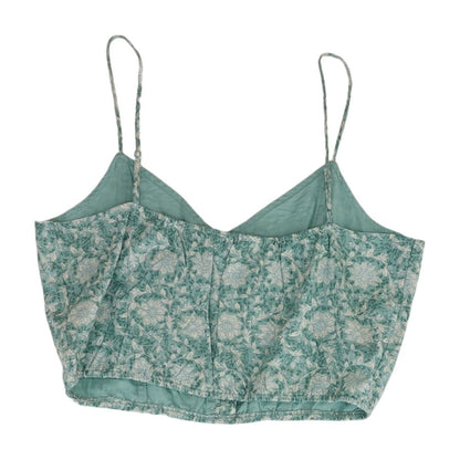Green Floral Sleeveless Blouse