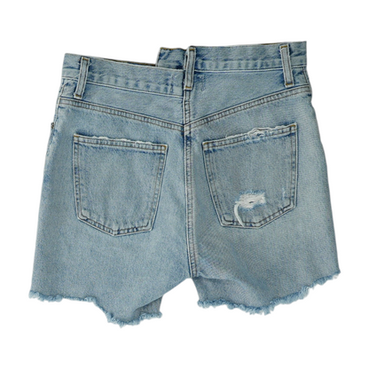 Blue Solid Denim Shorts