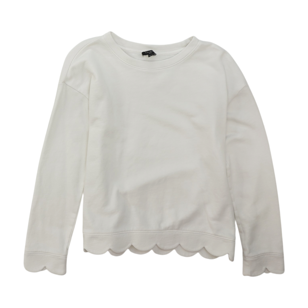 White Petite Solid Sweatshirt Pullover