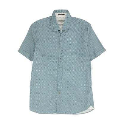 Blue Geometric Short Sleeve Button Down
