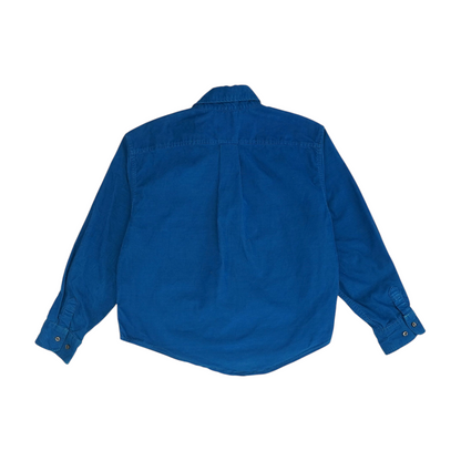 Blue Solid Long Sleeve Button Down