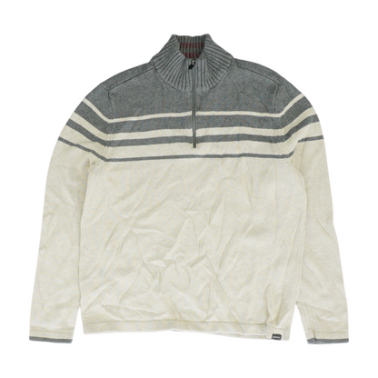 Beige Color Block 1/4 Zip Sweater