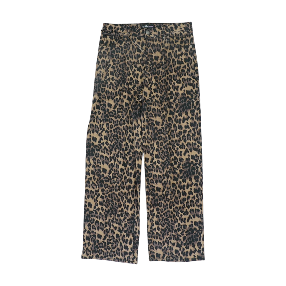 Brown Animal Print Straight Pants