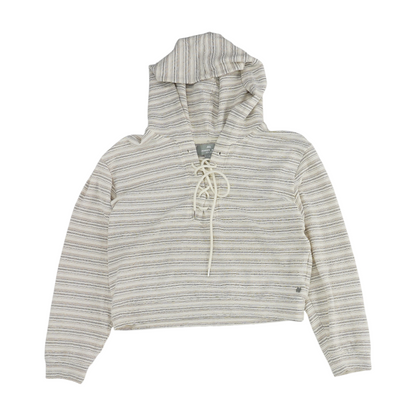 Beige Striped Hoodie Pullover