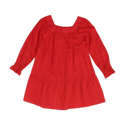 Red Solid Midi Dress