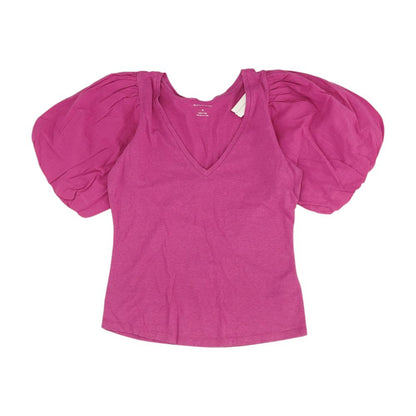 Pink Solid V Neck T-Shirt