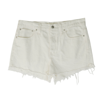 White Solid Denim Shorts
