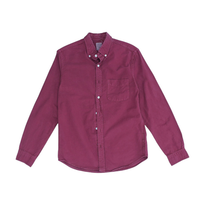 Maroon Solid Long Sleeve Button Down