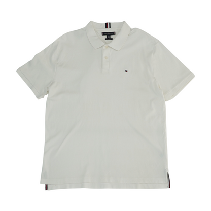 White Solid Short Sleeve Polo