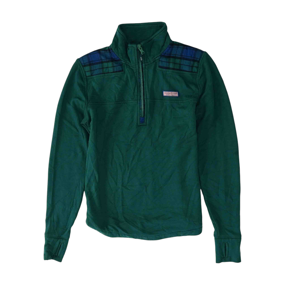 Green Solid 1/4 Zip Pullover