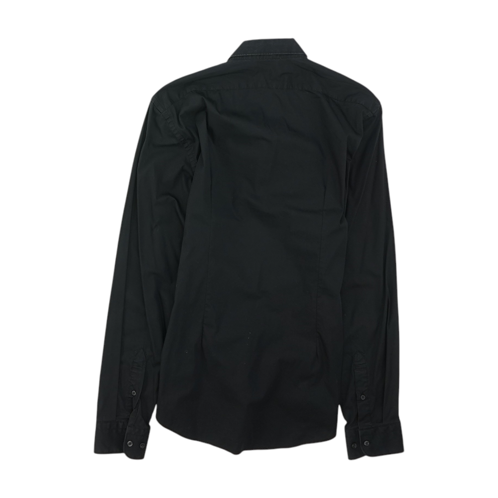 Black Solid Long Sleeve Button Down
