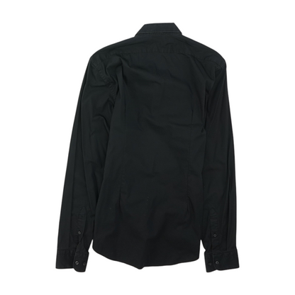 Black Solid Long Sleeve Button Down