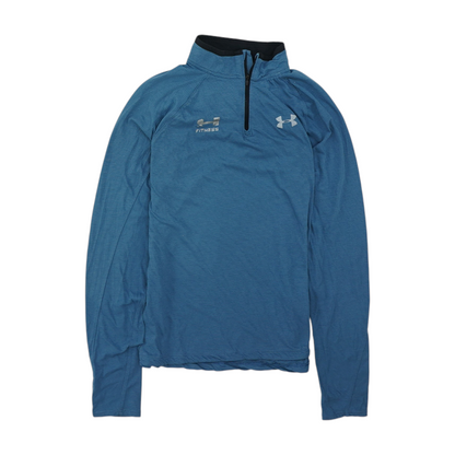 Blue Solid 1/4 Zip Pullover