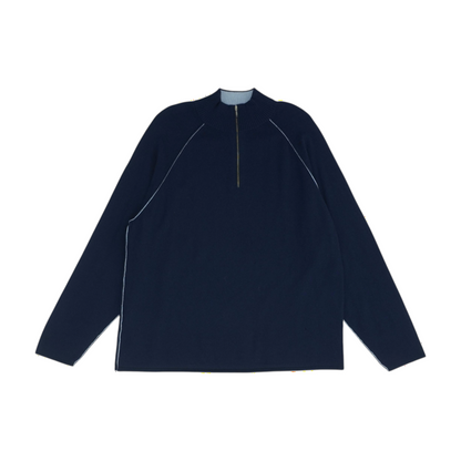 Navy Solid 1/4 Zip Sweater