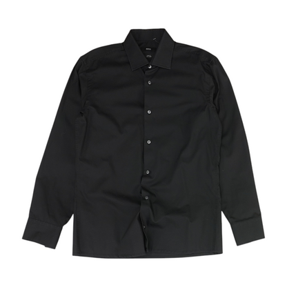 Black Solid Long Sleeve Button Down