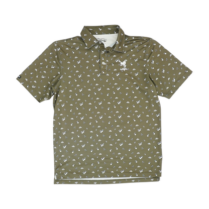 Olive Print Short Sleeve Polo