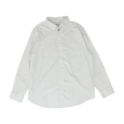 White Solid Long Sleeve Button Down