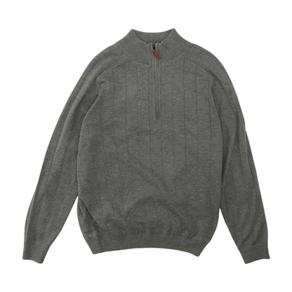 Gray Solid 1/4 Zip Sweater