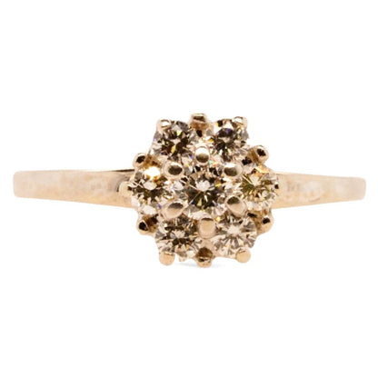 14K White Gold Diamond Flower Cluster Ring