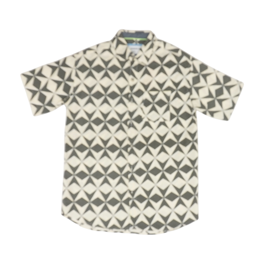 Gray Geometric Short Sleeve Button Down