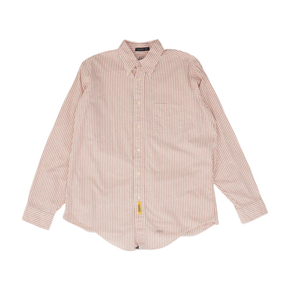 Red Long Striped Long Sleeve Button Down