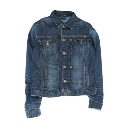 Blue Solid Denim Jacket