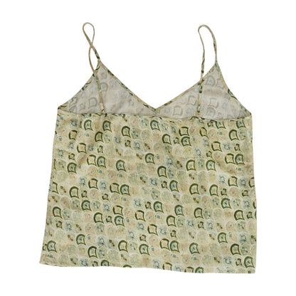 Green Graphic Sleeveless Blouse