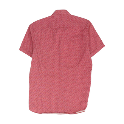 Red Print Short Sleeve Button Down