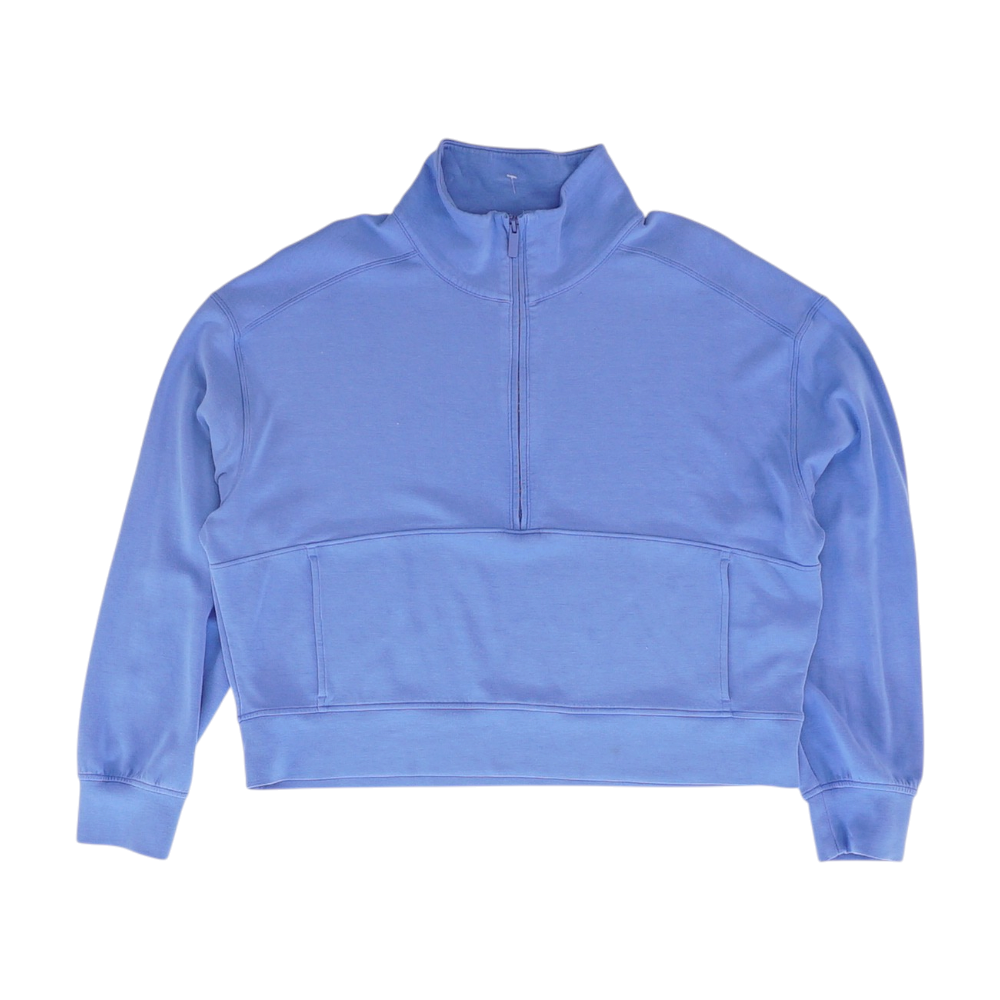 Blue Solid 1/4 Zip Pullover