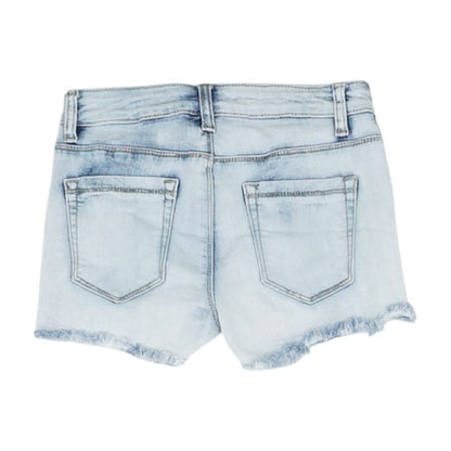 Blue Solid Denim Shorts