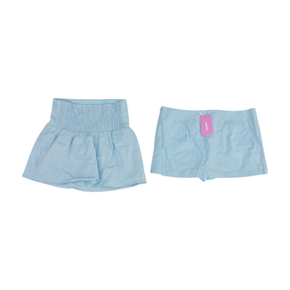 Blue Solid Skirt Set