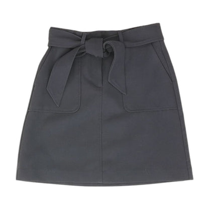 Navy Solid Midi Skirt
