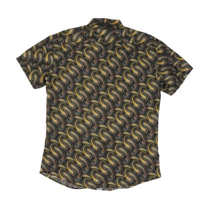 Black Paisley Short Sleeve Button Down