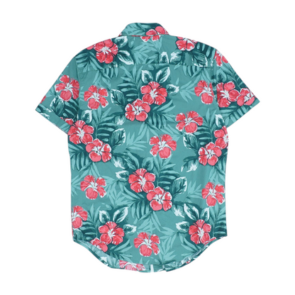Green Tropical Short Sleeve Button Down