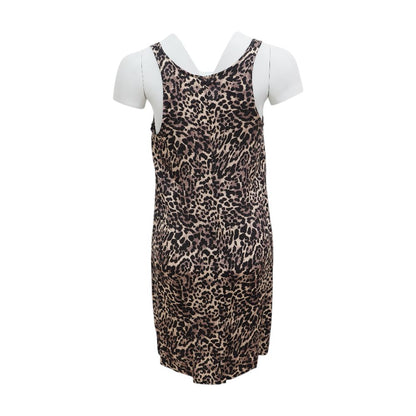 Tan Animal Print Midi Dress