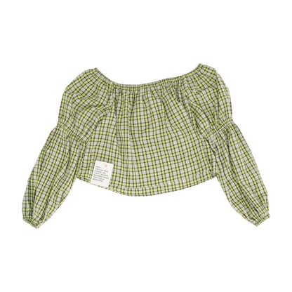 Green Check Long Sleeve Blouse