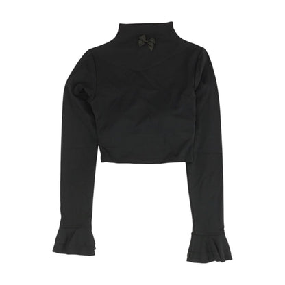 Black Solid Long Sleeve Blouse