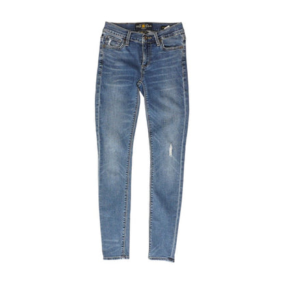 Blue Solid Skinny Leg Jeans
