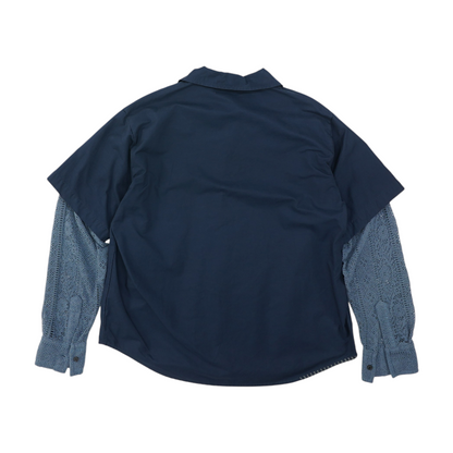 Navy Solid Short Sleeve Button Down